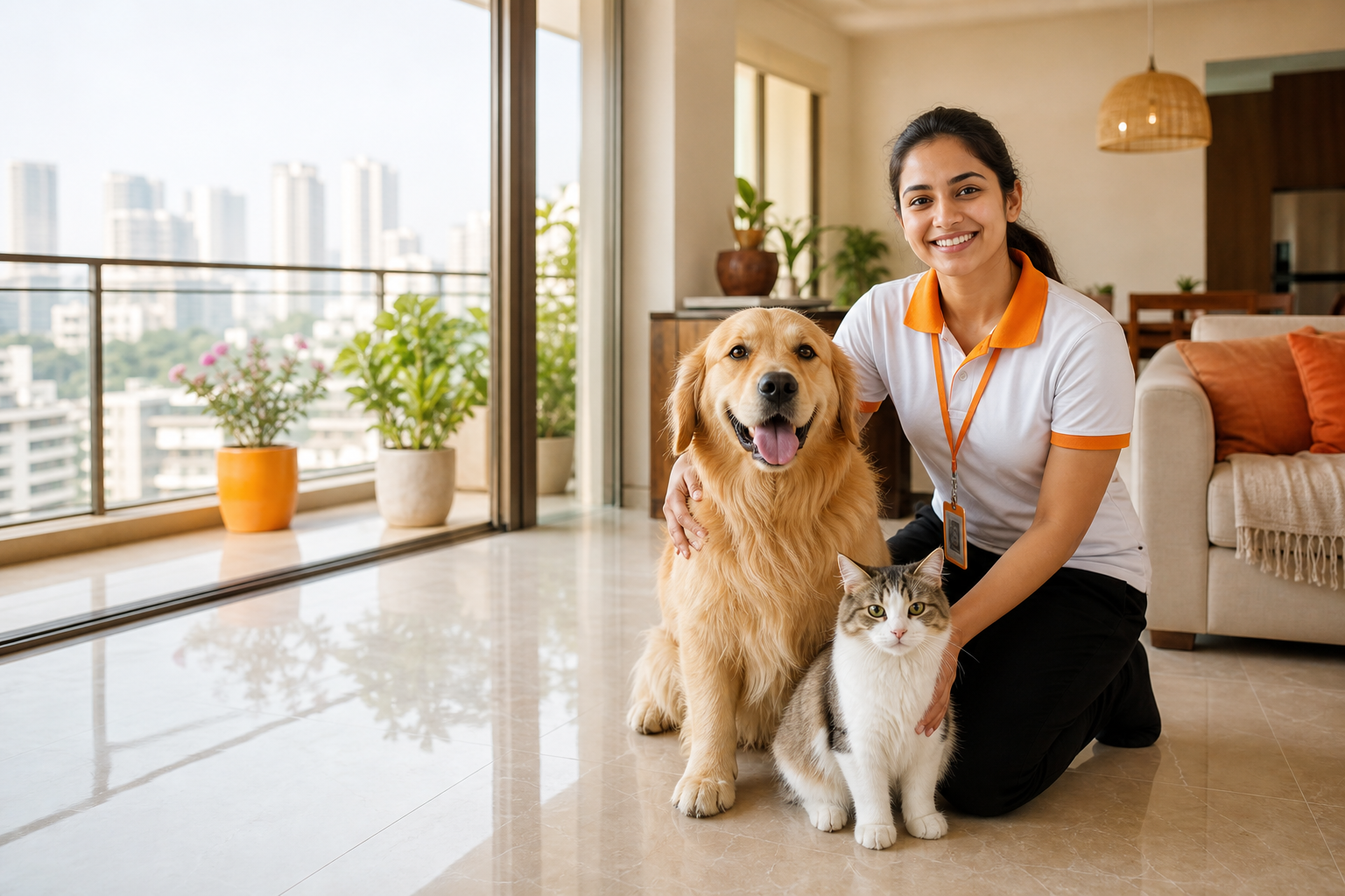Verified pet caretaker with dog and cat in Mumbai home